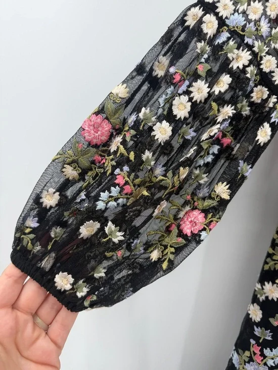 Mac Duggal Girls Floral Embroidered Dress - Black - 10 - New with tags - Picture 8 of 10